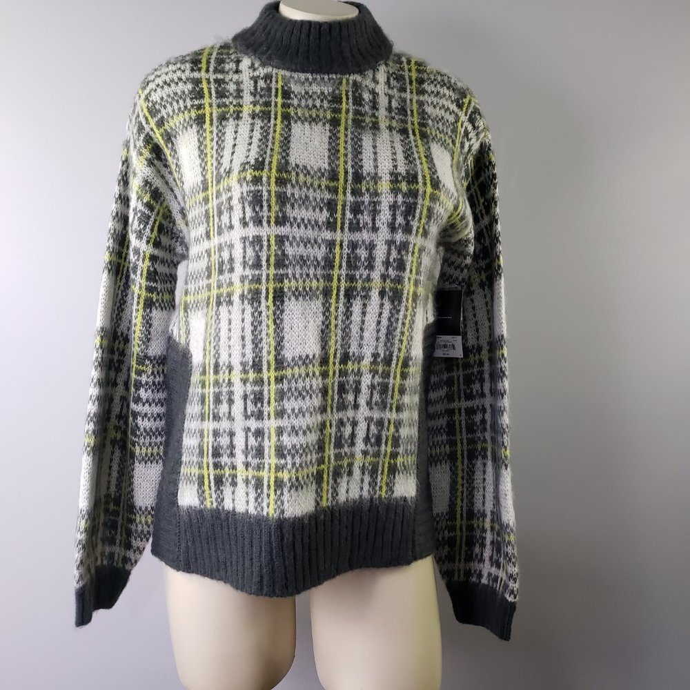 NWT Nine West plaid Boxy soft knit sweater plaid pattern - Picture 2 of 7